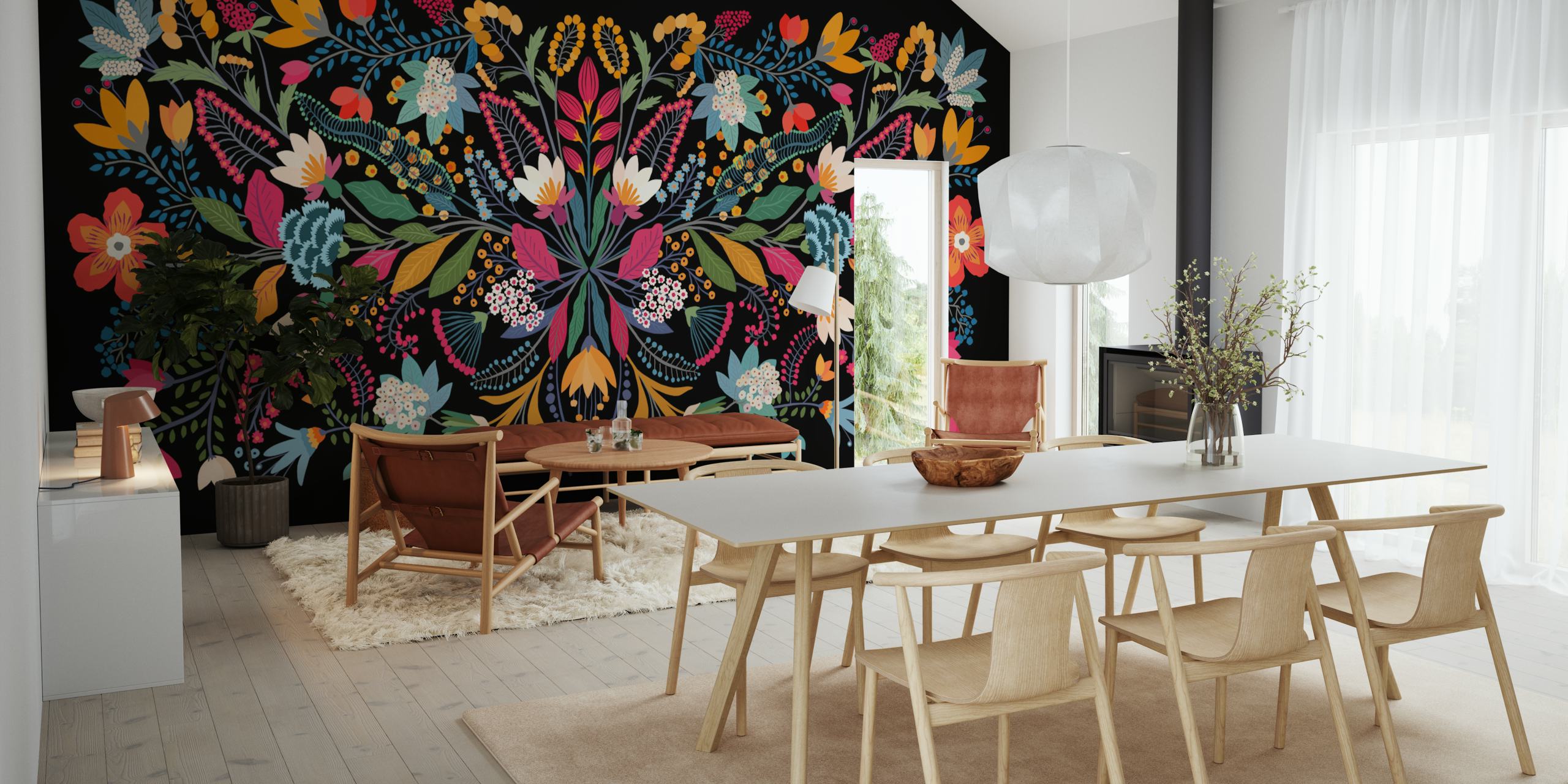 Tapeta Otomi Floral Tapestry v pokoji